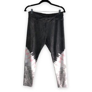 Justice Leggings Youth 20 Plus Gray Pink White Tie Dye Layered Waist Sash Accent